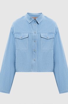 Голубая укороченная джинсовая рубашка