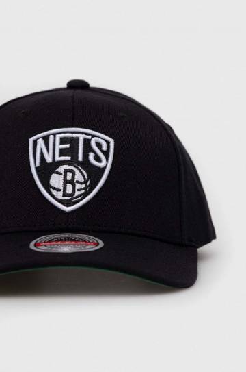 Кепка из смесовой шерсти Mitchell&Ness Brooklyn Nets цвет чёрный с аппликацией Кепка из смесовой шерсти Mitchell&Ness Brooklyn Nets цвет чёрный с аппликацией