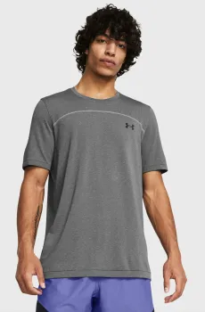 Мужская серая футболка UA Rush Seamless Wordmark SS Серый S Under Armour 1382799-025