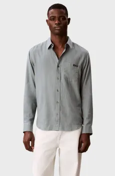 Мужская зеленая льняная рубашка CASUAL Зеленый XL Calvin Klein Jeans LV04RF121G
