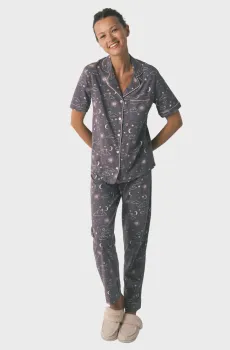 Женская серая пижама с узором (рубашка, брюки) Серый S womensecret 3792069