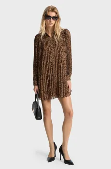 Женское коричневое платье с узором Коричневый XS Michael Kors MR582QYGRY