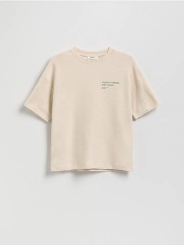Reserved - Футболка великого розміру - бежевий - 087CJ-08X