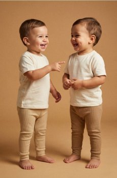 Набір з 2 бавовняних легінсів - бежевий