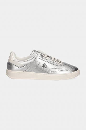 Кожаные кроссовки Tommy Hilfiger TH HERITAGE SNEAKER METALLICS цвет серебрянный FW0FW08344 Кожаные кроссовки Tommy Hilfiger TH HERITAGE SNEAKER METALLICS цвет серебрянный FW0FW08344
