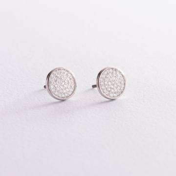 Золотые серьги - пусеты с бриллиантами 102-10068/2 Золотые серьги - пусеты с бриллиантами 102-10068/2