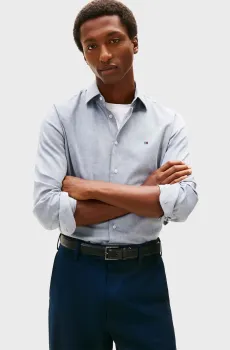 Мужская светло-серая рубашка STRUCTURE Серый 42 Tommy Hilfiger MW0MW41702