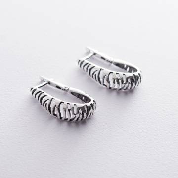 Серебряные серьги "Зебра" 122571 Серебряные серьги "Зебра" 122571