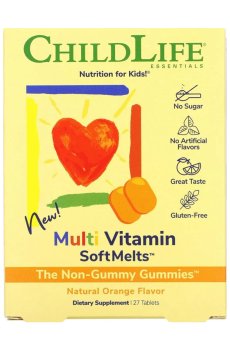 Мультивитамины для детей ChildLife Multi Vitamin SoftMelts с натуральным апельсиновым вкусом, 27 жевательных таблеток