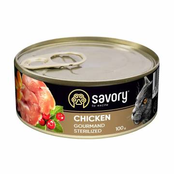 Влажный корм для стерилизованных кошек Savory Cat Can Adult Sterilised с курицей, 100 г Влажный корм для стерилизованных кошек Savory Cat Can Adult Sterilised с курицей, 100 г