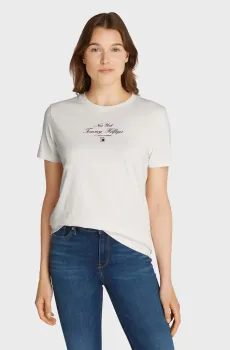 Женская белая футболка REG SCRIPT C-NK SS Белый XXS Tommy Hilfiger WW0WW43895