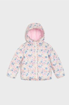 Квітована куртка puffer з капюшоном - кремовий