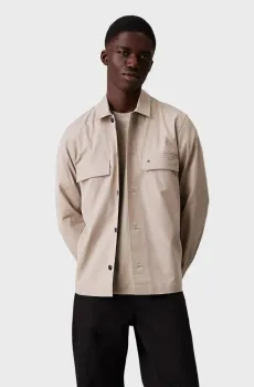 Мужская бежевая рубашка COTTON BLEND OVERSHIRT Бежевый S Calvin Klein K10K113815