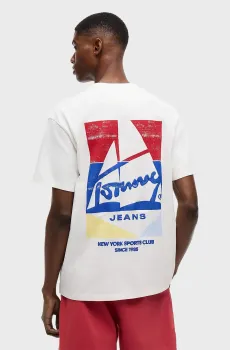 Мужская белая футболка SAILBOAT Белый S Tommy Jeans DM0DM23184