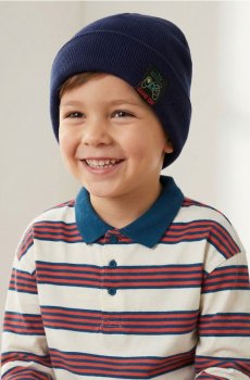 Бавовняна шапка beanie з геймерською нашивкою - темно-синій