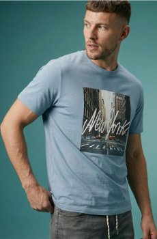 Бавовняна футболка з принтом New York - light blue