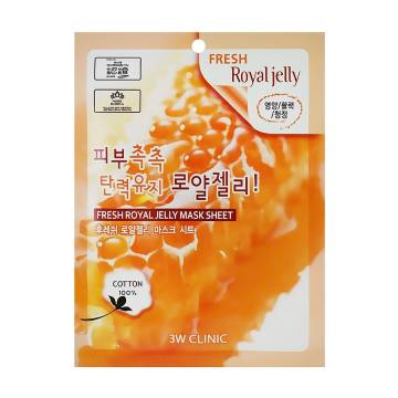 Тканевая маска для лица 3W Clinic Fresh Royal Jelly Mask Sheet с маточным молочком, 1 шт Тканевая маска для лица 3W Clinic Fresh Royal Jelly Mask Sheet с маточным молочком, 1 шт