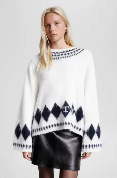 Женский белый джемпер FAIRISLE OVERSIZED Белый XS Tommy Hilfiger WW0WW40089