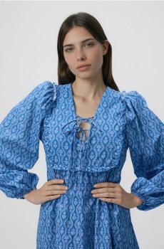 Reserved - Сукня міді з запахом на декольте - світло-блакитний - 874KI-50X