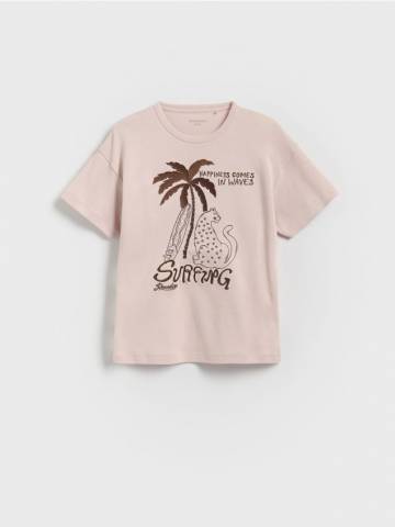 Reserved - Футболка с пайетками и вышивкой - пастельний рожевий - 572EX-03X