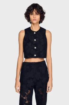 Женский черный жилет Черный 36 Sandro SFPTO00907_Black