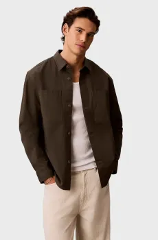 Мужская оливковая рубашка GARMENT WASH TWILL EASY OVERS Оливковый XL Calvin Klein LV04LG104G