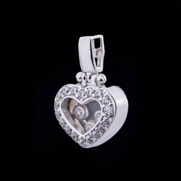 Золотая подвеска "Сердце" с фианитами п02496 Золотая подвеска "Сердце" с фианитами п02496