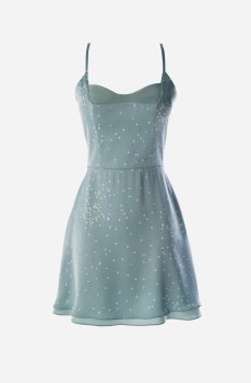 Сатинова сукня міні з принтом у ментоловому відтінку