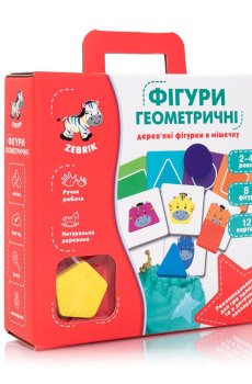 Деревянные фигурки в мешочке Vladi Toys Геометрические фигуры, на украинском языке, 20 деталей, от 2 лет (ZB2001-02)