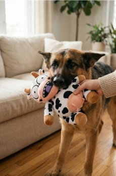 Іграшка для собаки з пищалкою у формі корови - білий