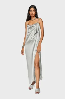 Женское серое шелковое платье D-CHAIN Серый 38 Diesel A11606 0JNAG