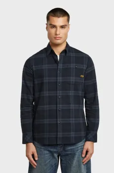 Мужская темно-синяя рубашка в клетку Bristum 2.0 Slim Shirt l/s Синий L G-Star RAW D23553,D748