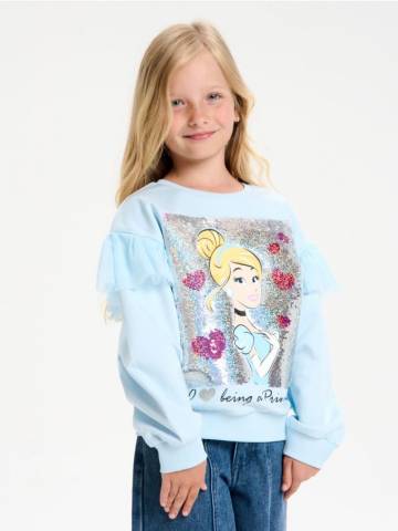 Світшот із аплікацією з паєток Disney Princess - light blue Світшот із аплікацією з паєток Disney Princess - light blue