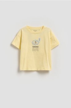 Reserved - Бавовняна футболка з принтом - світло-жовтий - 907HR-10X