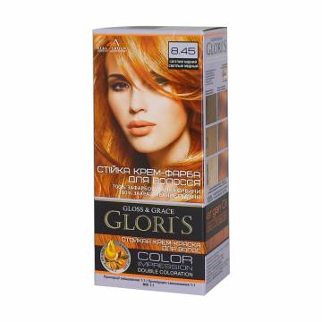 Стойкая крем-краска для волос Gloris Gloss & Grace для двух применений 8.45 Светлый медный, 130 мл Стойкая крем-краска для волос Gloris Gloss & Grace для двух применений 8.45 Светлый медный, 130 мл