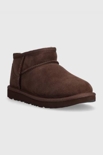 Детские замшевые сапоги UGG KIDS CLASSIC ULTRA MINI цвет коричневый Детские замшевые сапоги UGG KIDS CLASSIC ULTRA MINI цвет коричневый