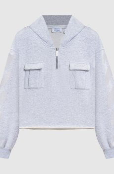 Серое меланжево худи Diag Soft Life с логотипом