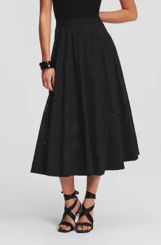 Женская черная юбка EMBROIDERY SKIRT Черный 40 Karl Lagerfeld 241W1200