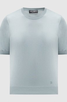 Голубая футболка из шелка