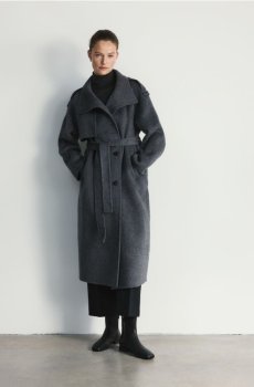 Reserved - Класичне пальто з тканини з додаванням вовни handmade - середньо-сірий - 442IA-85M