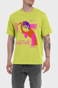 Мужская  салатовая футболка Салатовый L Replay M6507 .000.2660