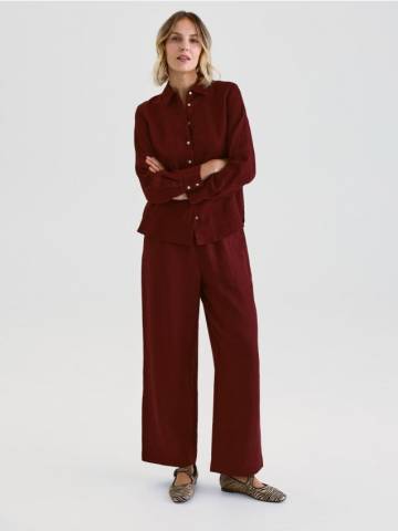 Reserved - Лляні штани - burgundy - 700AC-53X Reserved - Лляні штани - burgundy - 700AC-53X