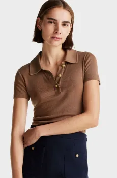 Женское коричневое поло SLIM GB SLEEK Коричневый S Tommy Hilfiger WW0WW44446