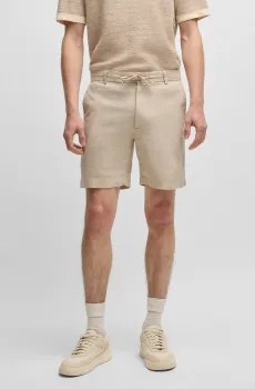 Мужские бежевые льняные шорты Бежевый 52 BOSS 50538016;275