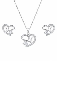 Nilus Collection Silver-Plated American Diamond Necklace and Earrings