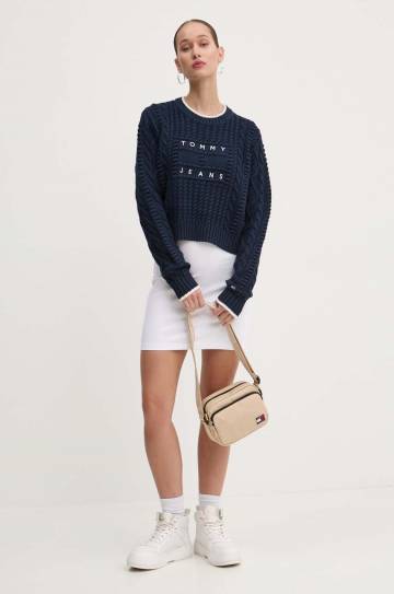 Платье Tommy Jeans цвет белый mini облегающее DW0DW18461 Платье Tommy Jeans цвет белый mini облегающее DW0DW18461