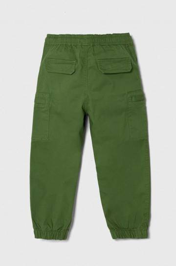 Детские брюки United Colors of Benetton цвет зелёный однотонные Детские брюки United Colors of Benetton цвет зелёный однотонные