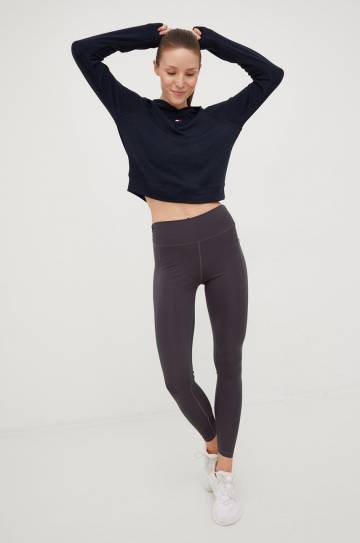 Кофта Tommy Hilfiger женская цвет синий с капюшоном однотонная Кофта Tommy Hilfiger женская цвет синий с капюшоном однотонная