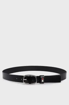 Женский черный кожаный ремень TJW OVAL 3.0 Черный 85 Tommy Jeans AW0AW15836
