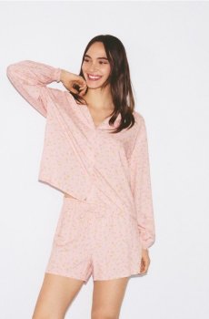 Reserved - LADIES` PYJAMA - пастельний рожевий - 565HS-03X